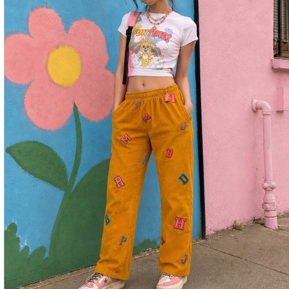 Urban Outfitters Pants - New Urban Outfitters Unisex Corduroy Cotton Patch Pants S/27w Streetwear Kidcore